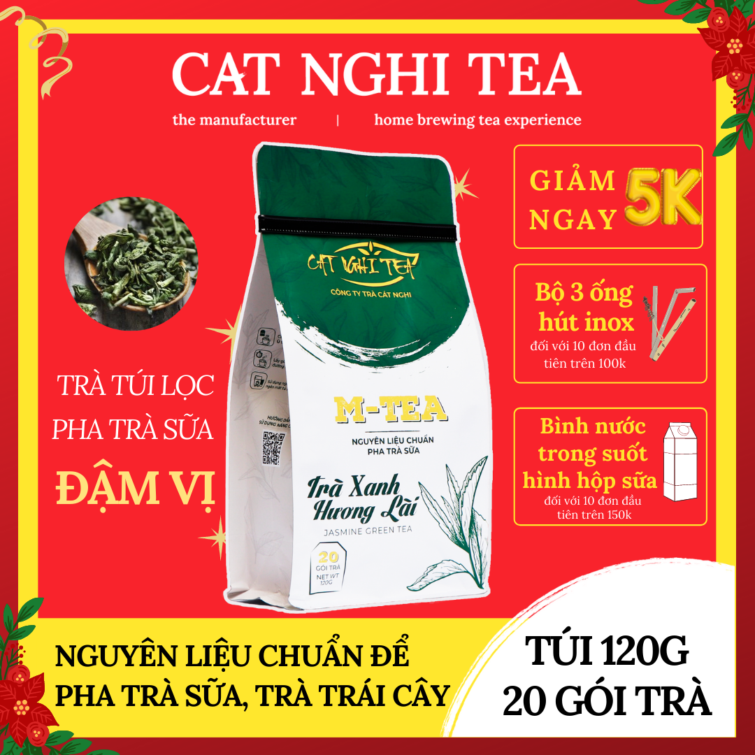 Trà Túi Lọc Xanh Hương Lài Cat Nghi Tea 120g – Nguyên liệu chuẩn pha trà sữa và trà trái cây thơm ngon đúng vị