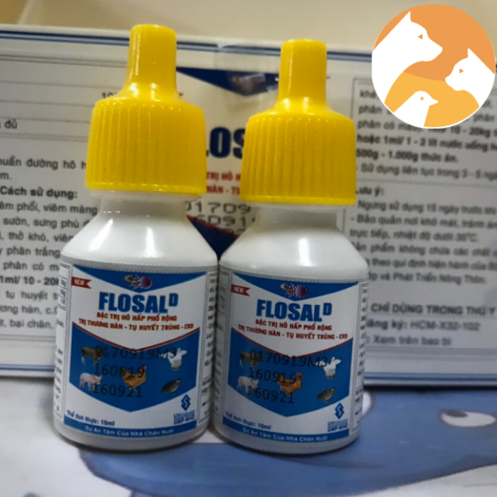 Thuốc gà đá Flosal D hộp cho gà đá khò khè [10 lọ x 10 ml].