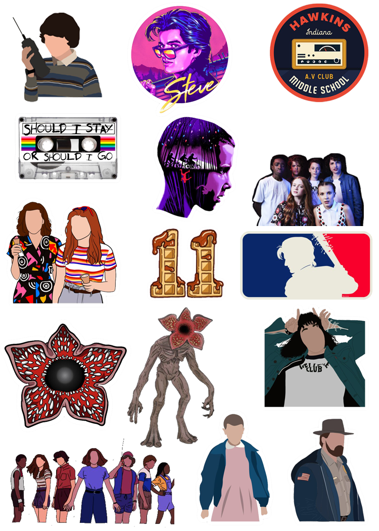 Bộ 30 hình dán sticker stranger things , hình dán decal cậu bé mất tích, hình dán laptop