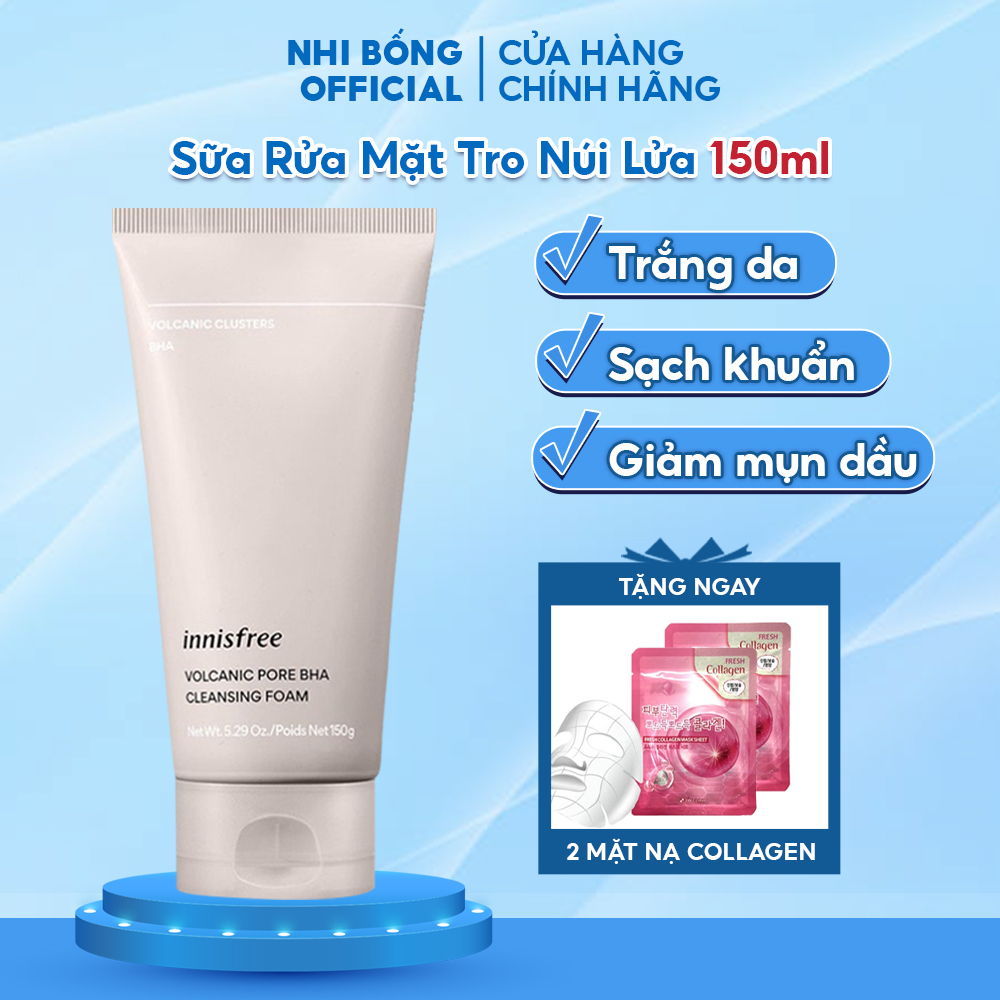 Sữa Rửa Mặt Tro Núi Lửa Innisfree Hàn Quốc Jeju Volcanic Pore Cleansing Foam giúp sạch khuẩn trắng da & giảm dầu mụn 150ml