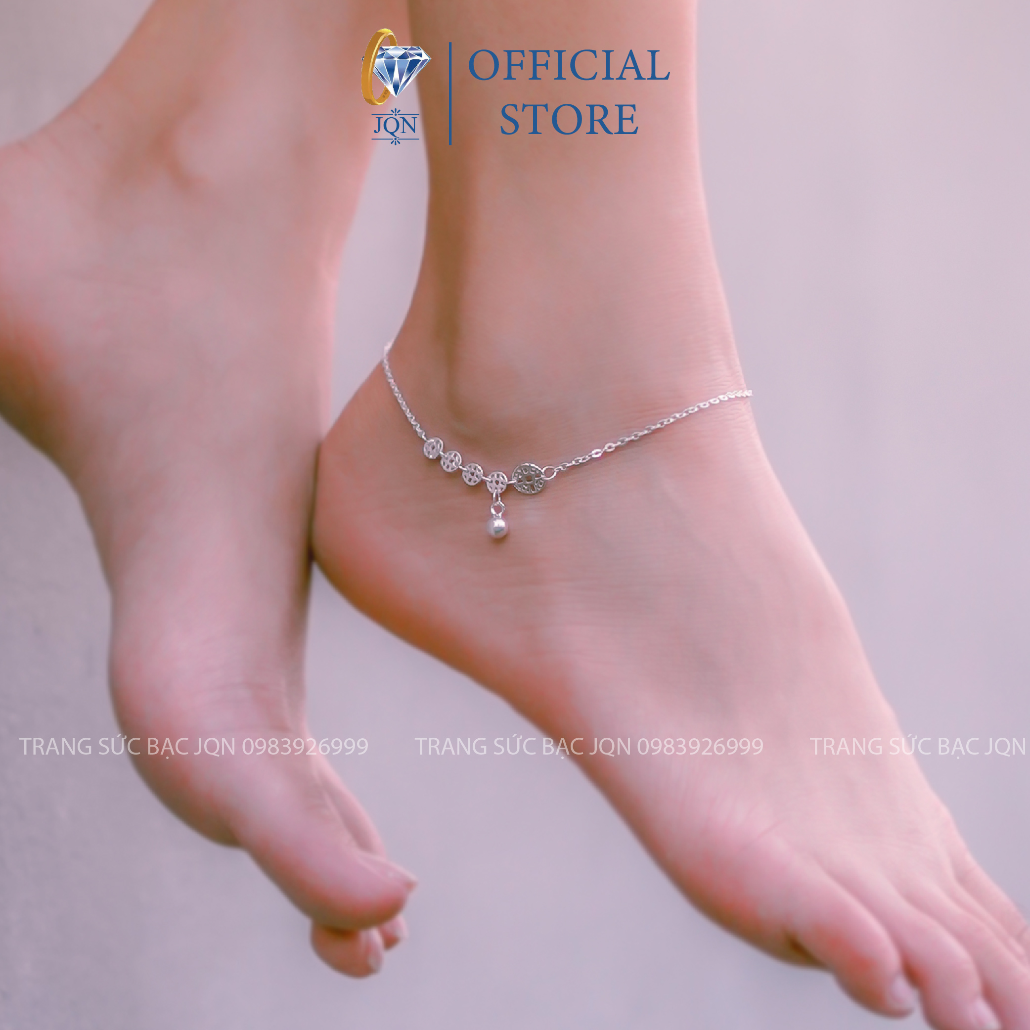 Lắc chân nữ bạc thật lắc chân kim tiền cực đẹp- JQN gian hàng chính hãng cam kết bạc chuẩn chất lượng kèm bảo hành
