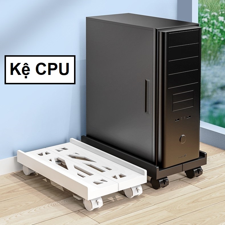Kệ để cây máy tính cpu đế nâng tản nhiệt có bánh xe di động điều chỉnh độ rộng