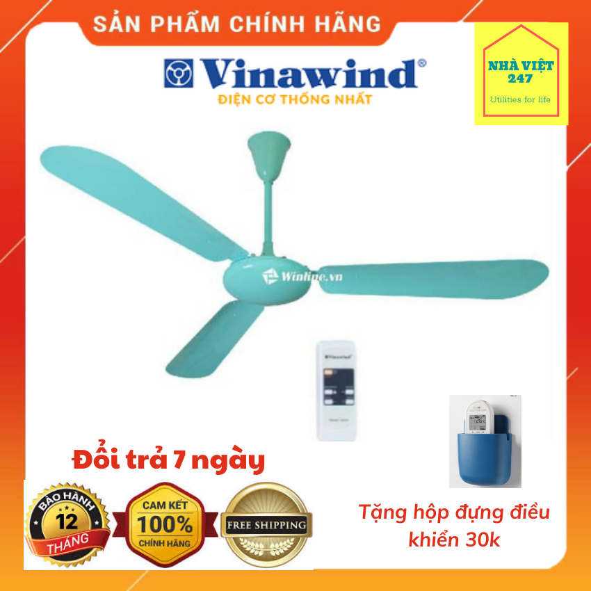 Quạt trần vinawind qt 1400x- quạt điện cơ thống nhất-điều khiển từ xa-3 cánh nhôm-75w-quạt mạnh,êm,tiết kiệm điện-nhaviet247-bh 12 tháng chính hãng