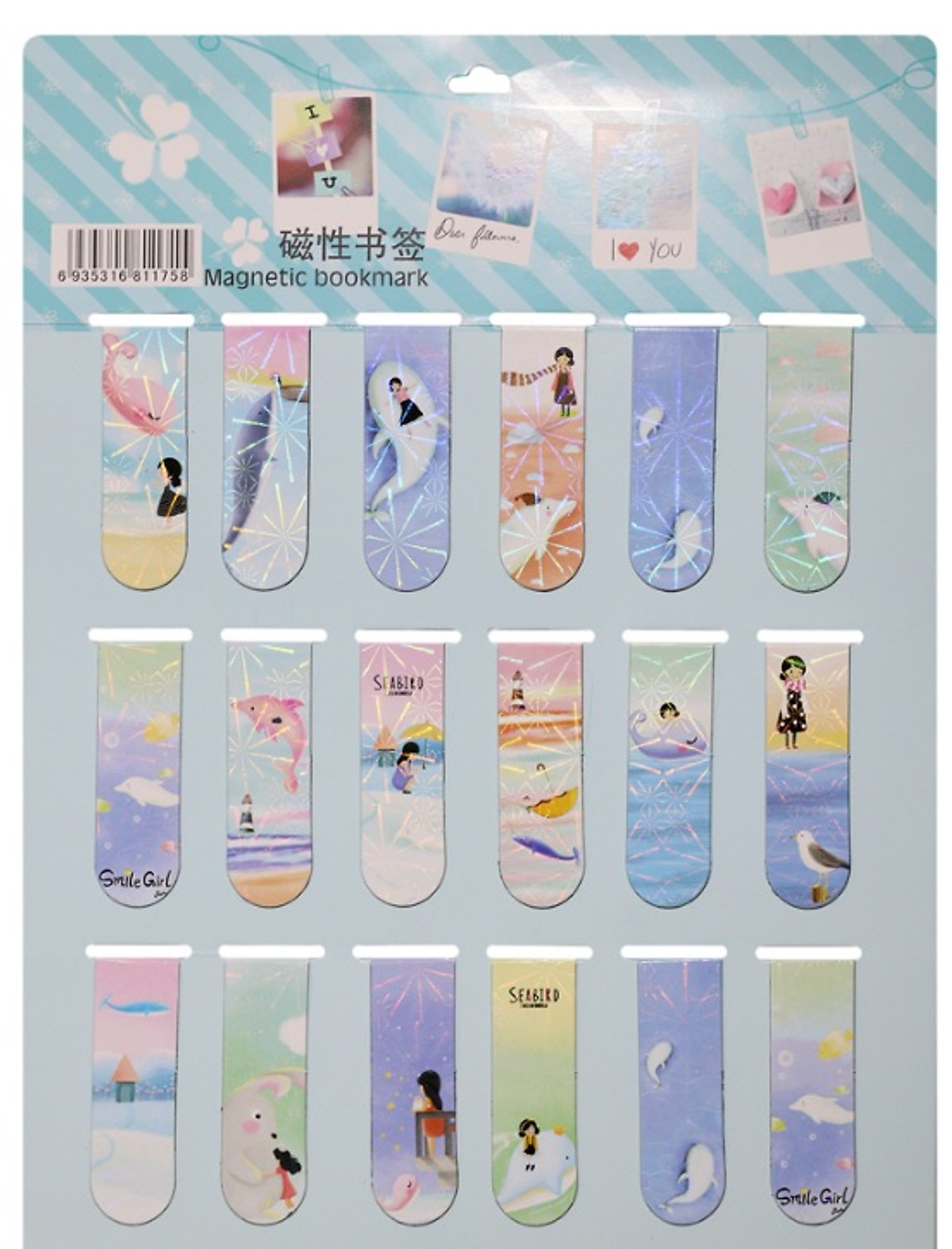 Bộ 6 Đánh Dấu Sách Kẹp Sách Bookmark Nam Châm Được Chọn Mẫu - Cá Voi