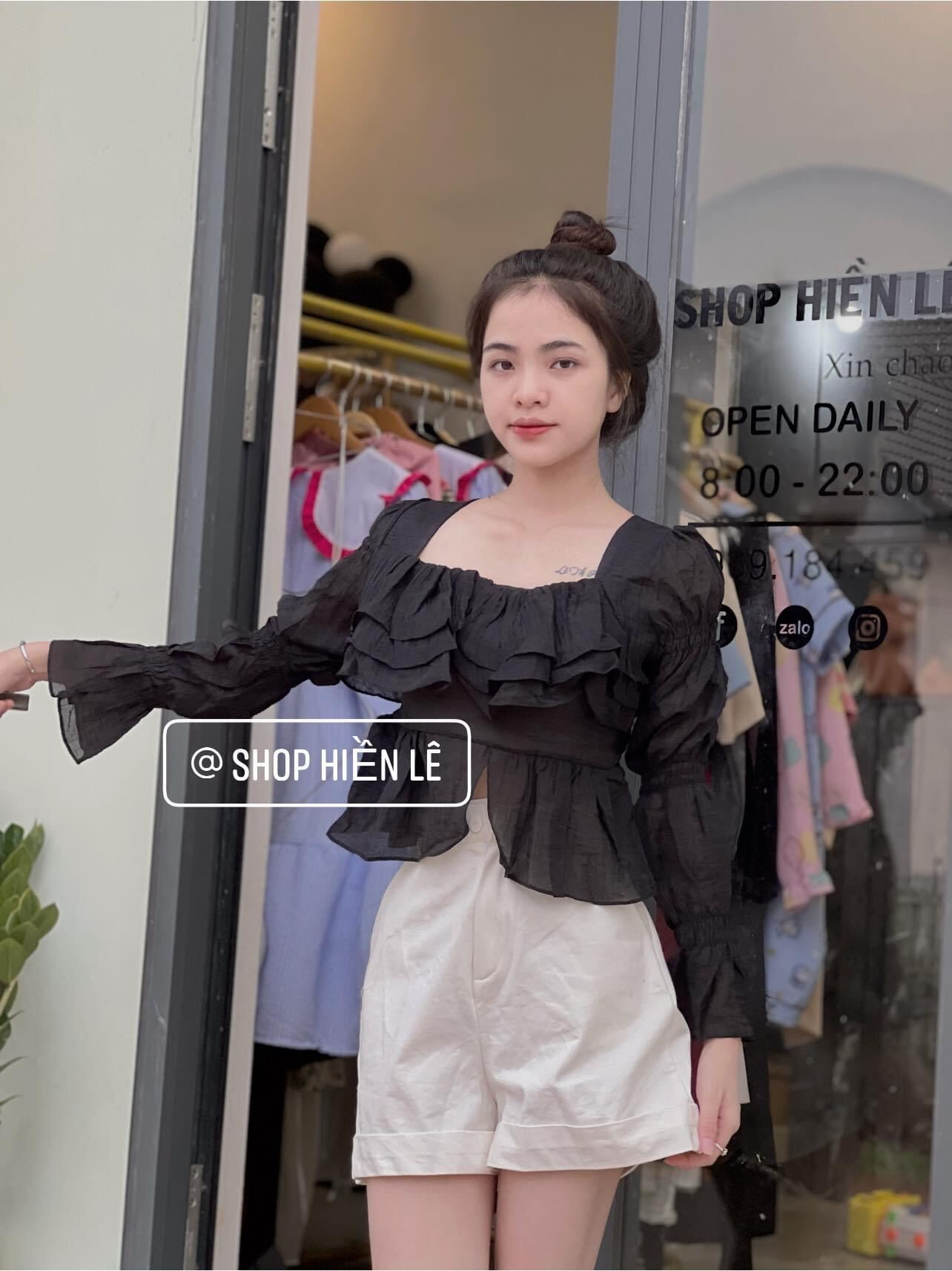Áo kiểu voan bèo tầng