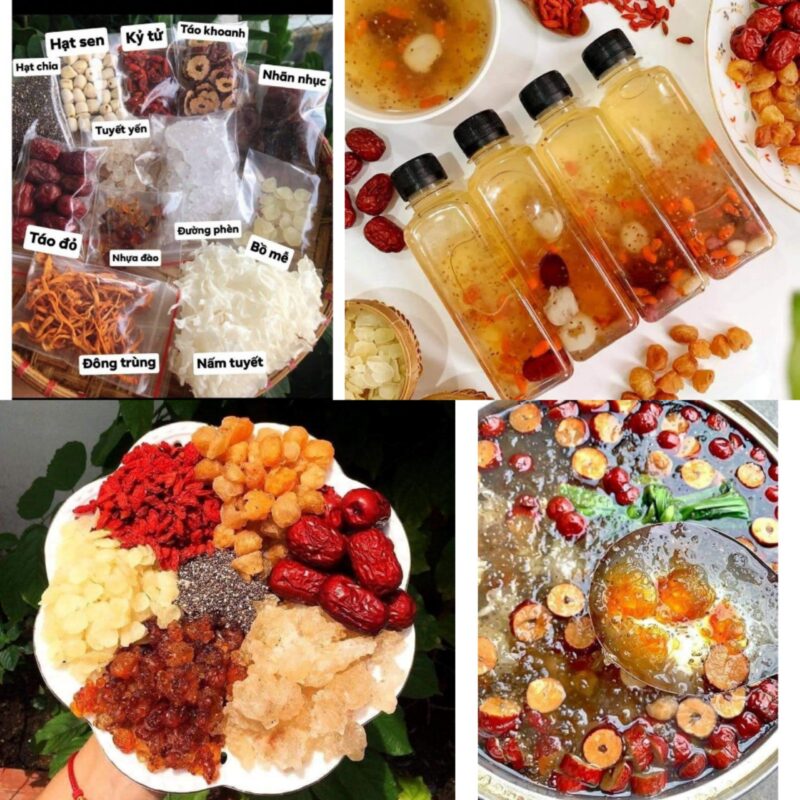 400Gram Set Chè Dưỡng Nhan Tuyết Yến Nhựa Đào 13 Vị