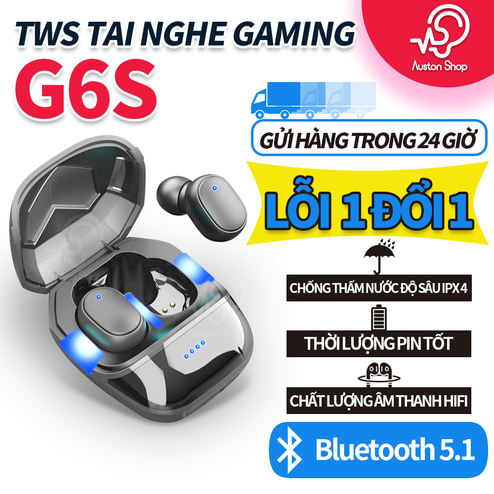 Tai nghe bluetooth không dây true wireless g6s v5.1 | bản quốc tế | cảm ứng | chống nước ipx4 tương thích android và ios