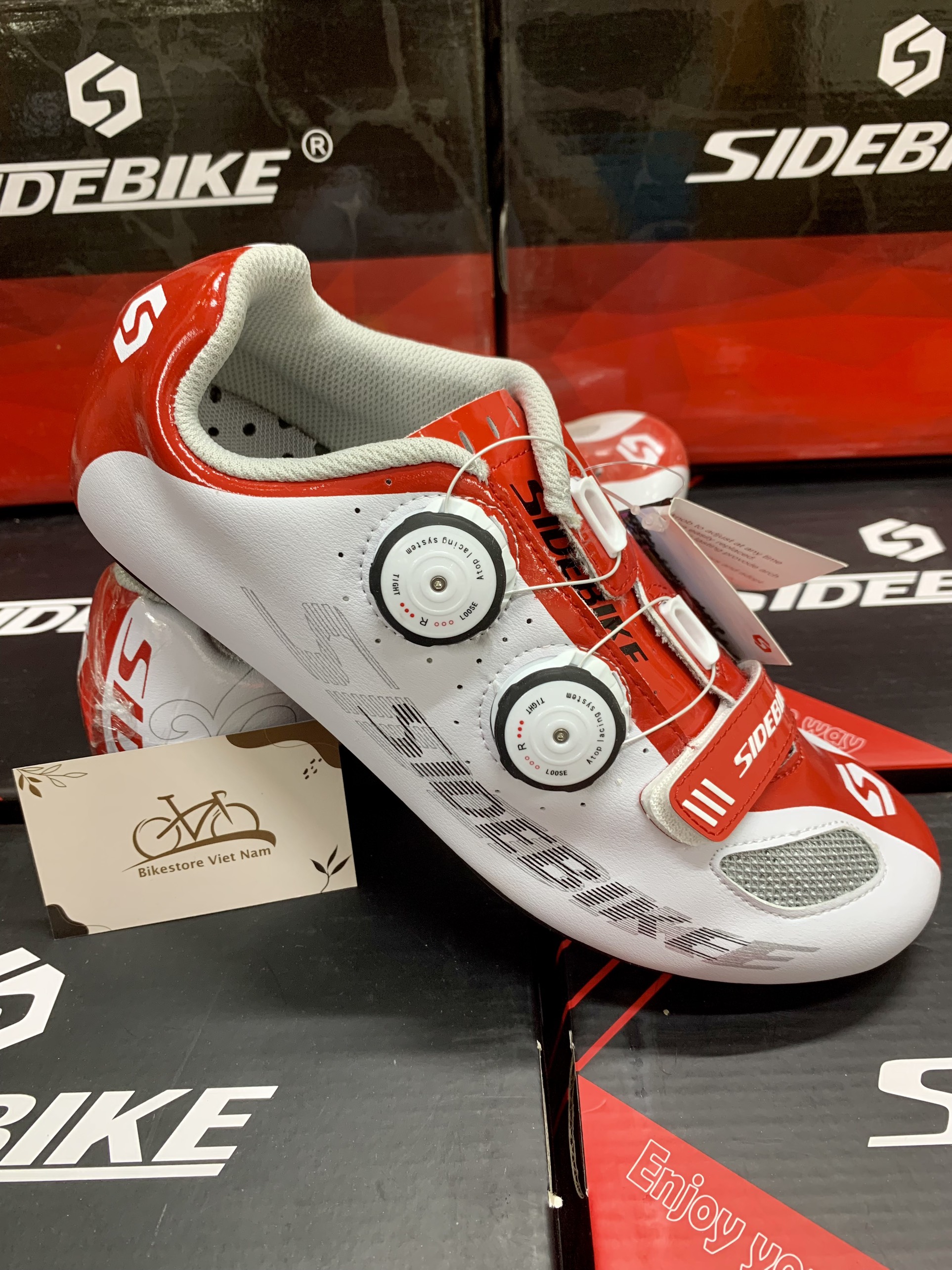 Giày đạp xe sidebike không can sd021 casual shoes white & red