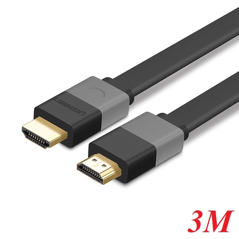 Ugreen 30111 3m màu đen cáp tín hiệu hdmi vỏ nhựa pvc cao cấp cáp dẹt hd120