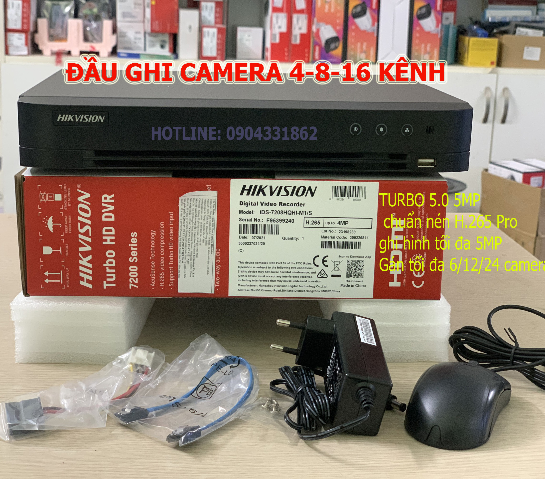 Đầu ghi camera 4-8-16 kênh hikvision chuẩn nén h.265+ hỗ trợ camera hd tvi , hd cvi , ahd ,ip analog lên đến 5.0mp. hqhi seri