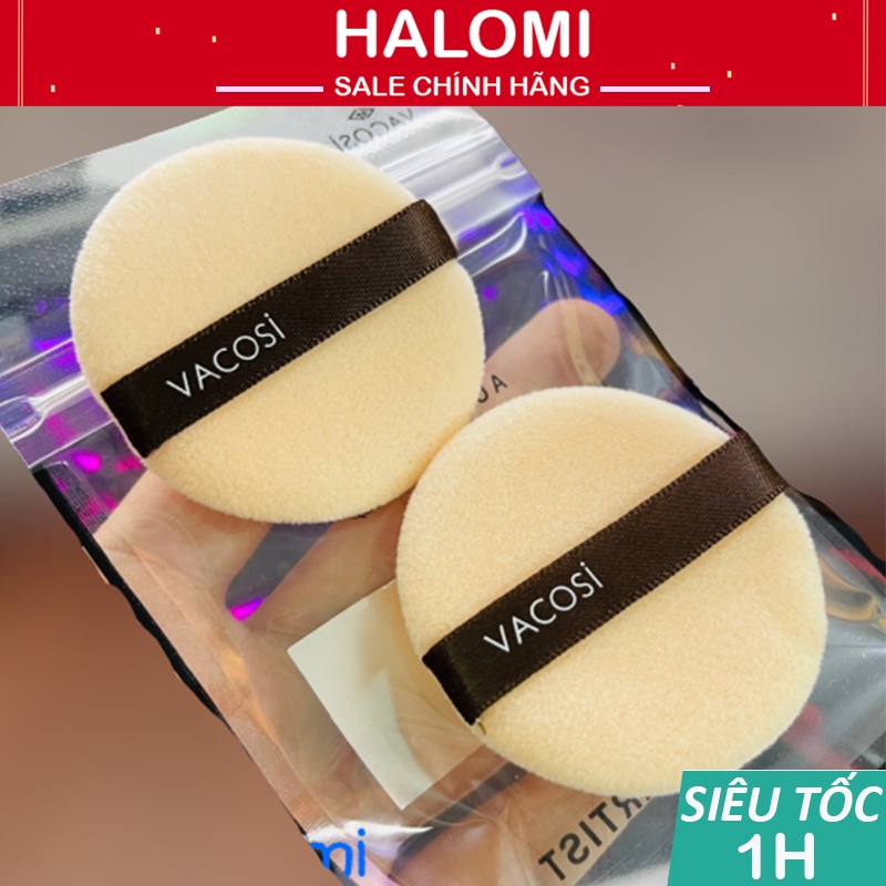 Bông phấn phủ Vacosi 2 chiếc siêu mềm mịn bám phấn, set 2 chiếc bông tán phấn VACOSI