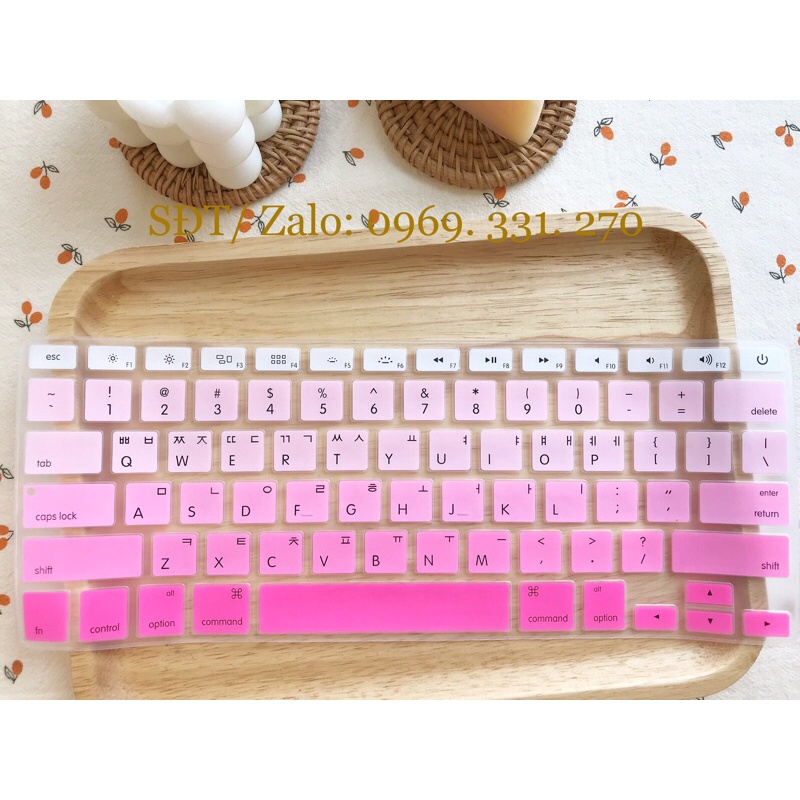 Phủ bàn phím silicon tiếng hàn dùng cho macbook air 13'' từ đời 2009-2017