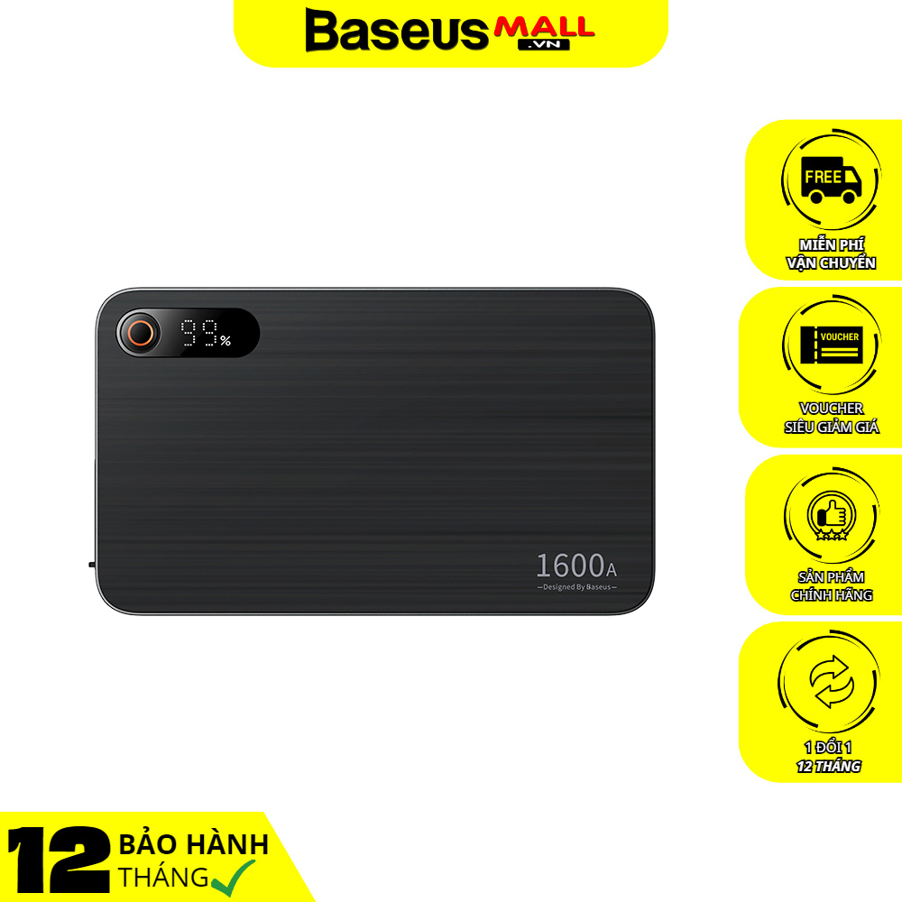 Bộ kích nguồn baseus super energy pro black+ car jump starter 1600a