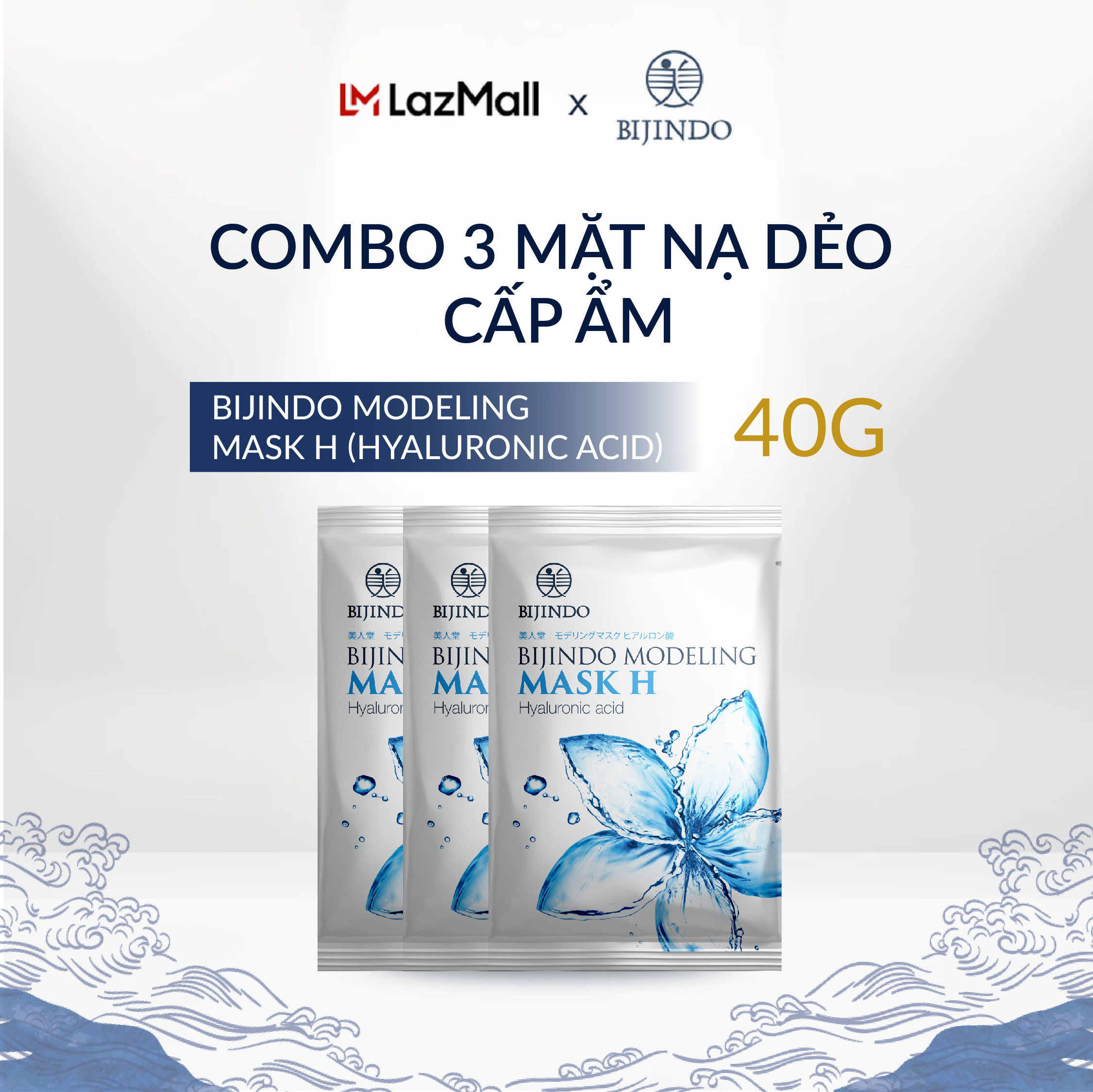 Combo 3 mặt nạ dẻo cấp ẩm bijindo modeling mask h 40g/gói