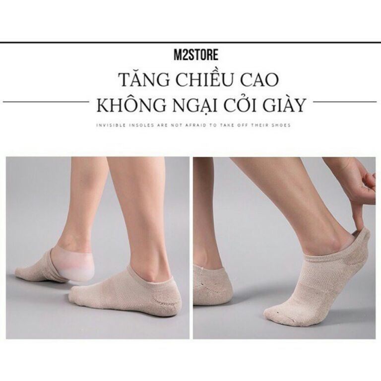 Tất độn silicon tăng chiều cao 3cm, chất liệu silicon y tế - Miếng lót gót chân giúp tăng chiều cao