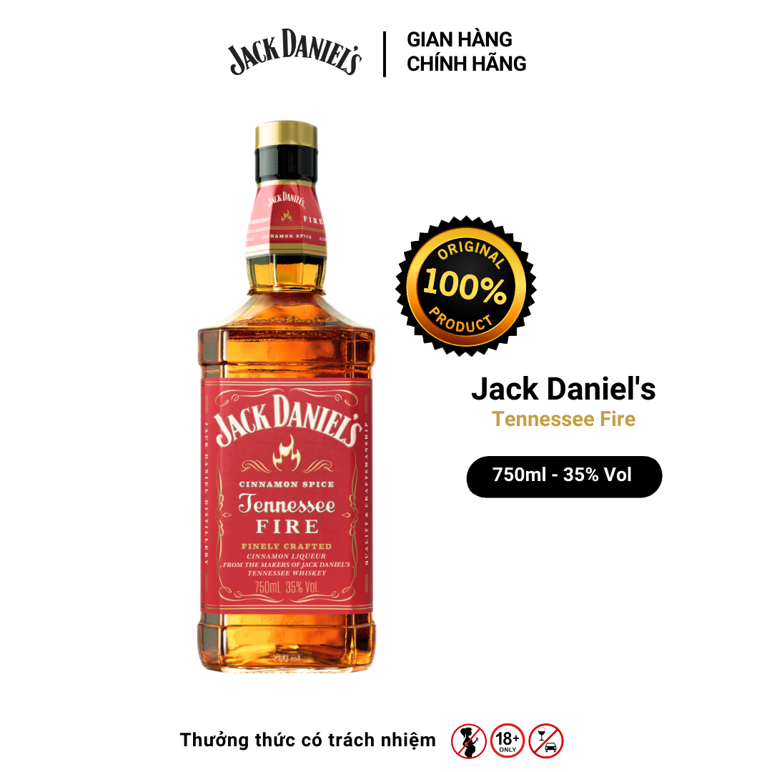 Rượu Whiskey Jack Daniel's Tennessee FIRE Nồng Độ Alc 35% 700ml