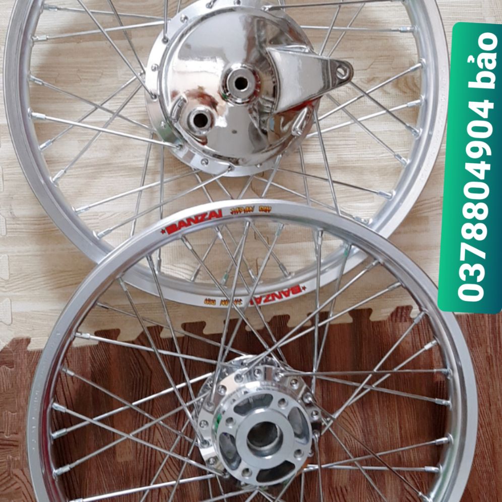 Bánh căm EXCITER đời 2010 và SIRURS 1 đĩa trước niềng nhôm BANZAI kèm má đùm sau đã rút căm sẵn