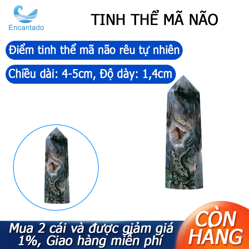 Natural Crystal Healing Stone Green Water Plant Agate Crystal Point Moss Agate Crystal Hexagonal Column Ornaments