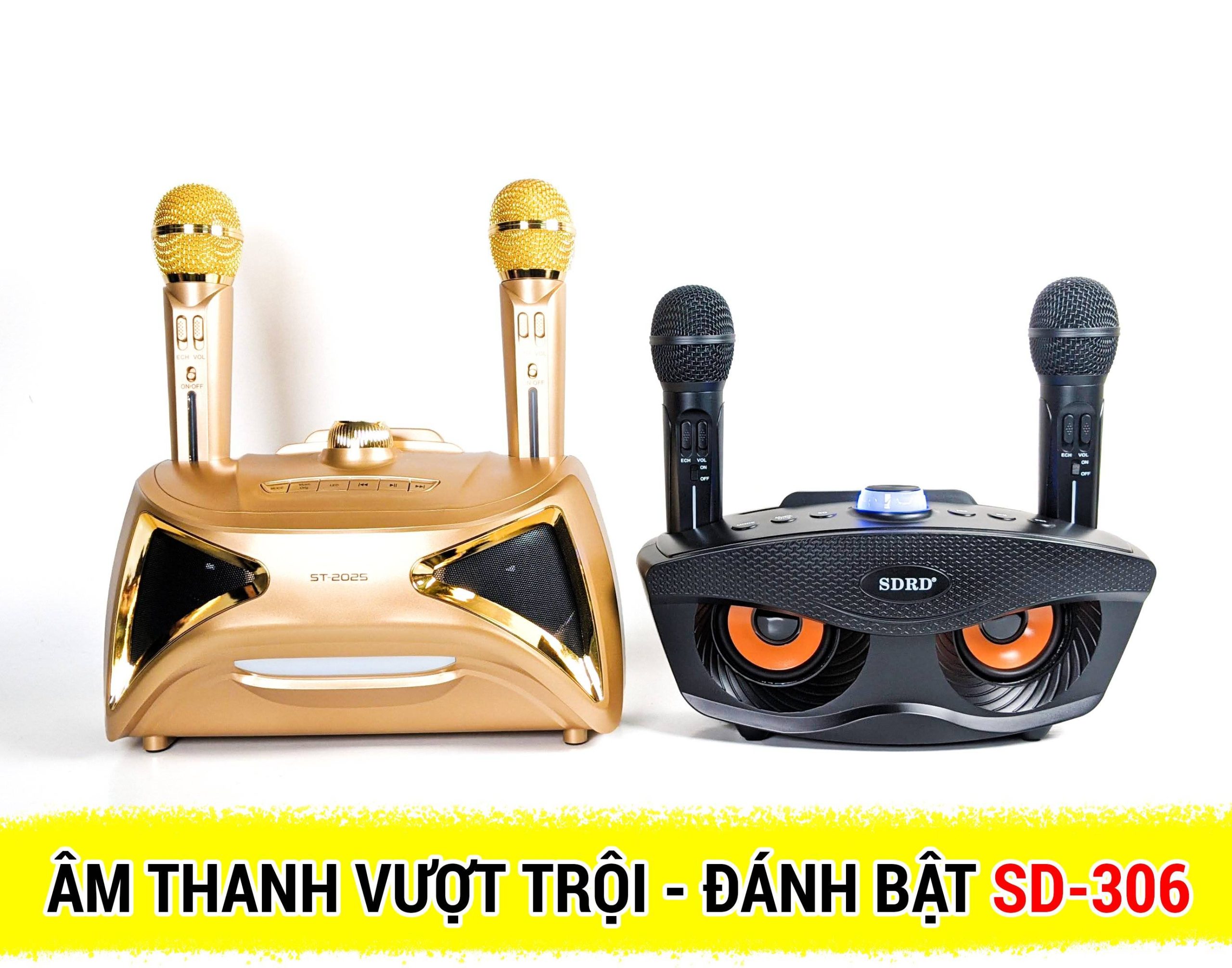 Mua ngay loa bluetooth karaoke st 2025 – loa karaoke st 2025 kết nối bluetooth, loa bass đôi đèn led 7 màu- tặng kèm 2 micro không dây, hỗ trợ hiệu ứng âm thanh công suất loa lớn bass cực chuẩn, usb công suất khủng, thích hợp dã ngoại.