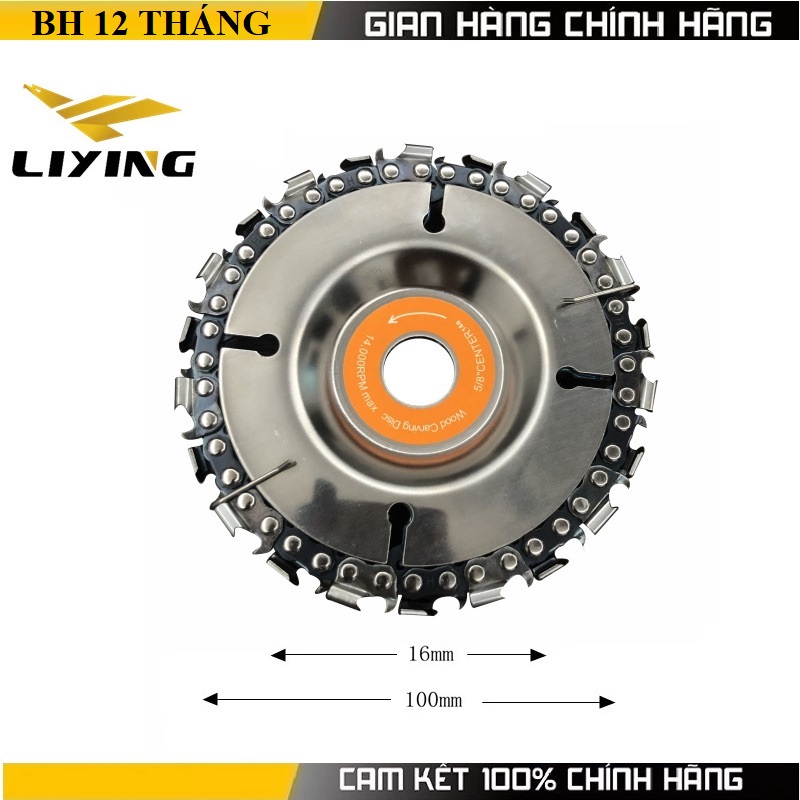 Đĩa lưỡi cưa xích cắt gỗ 4 inch - Đĩa cưa dây xích tròn phay phá gỗ gắn máy mài cầm tay