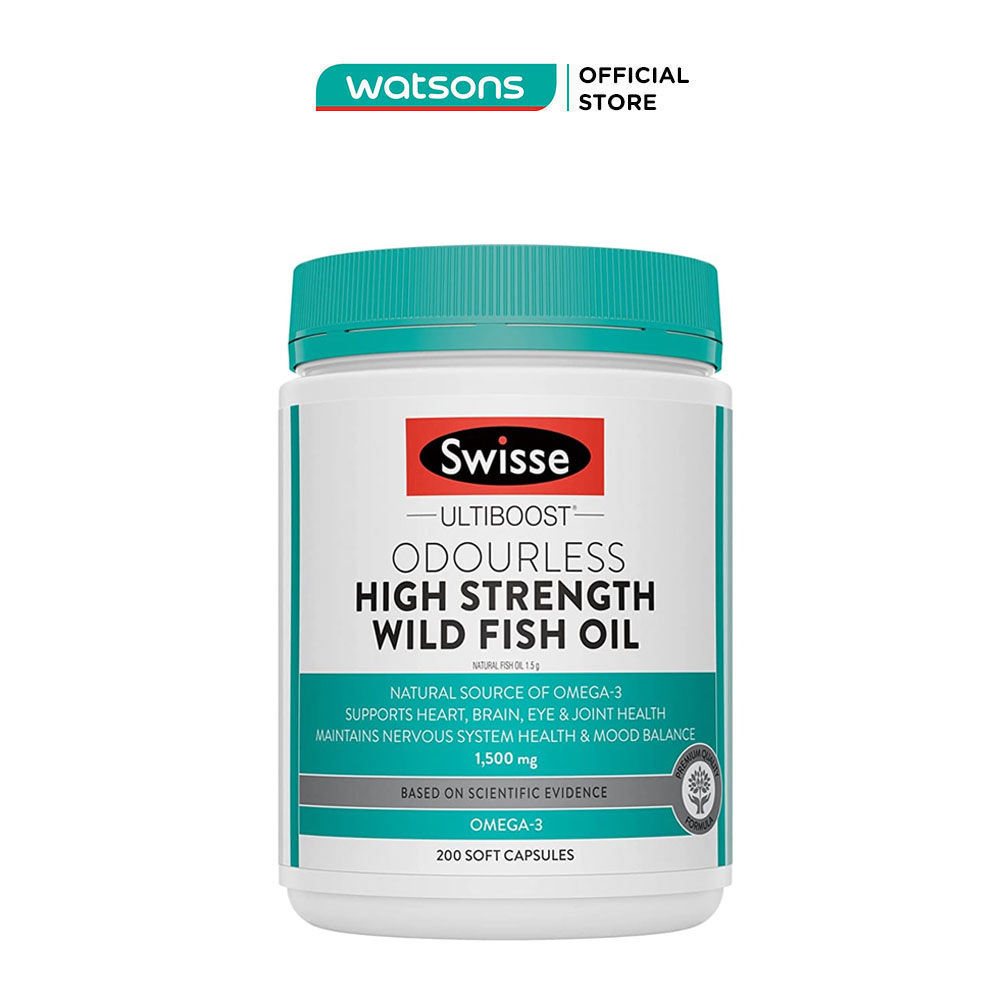 Viên Uống Dầu Cá Swisse Ultboost Odourless High Strength Wild Fish Oil 200