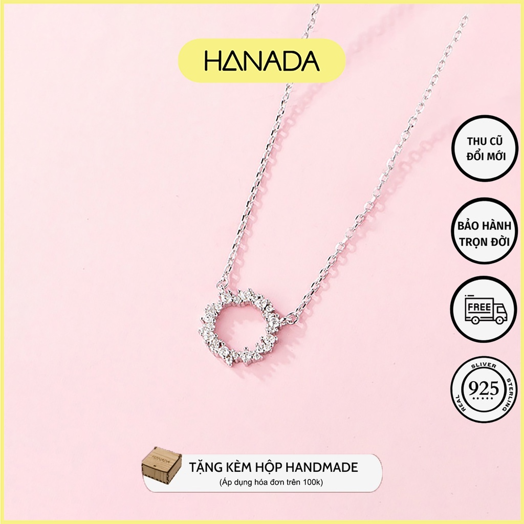 Dây chuyền bạc 925 hanada vòng tròn đính đá 0162