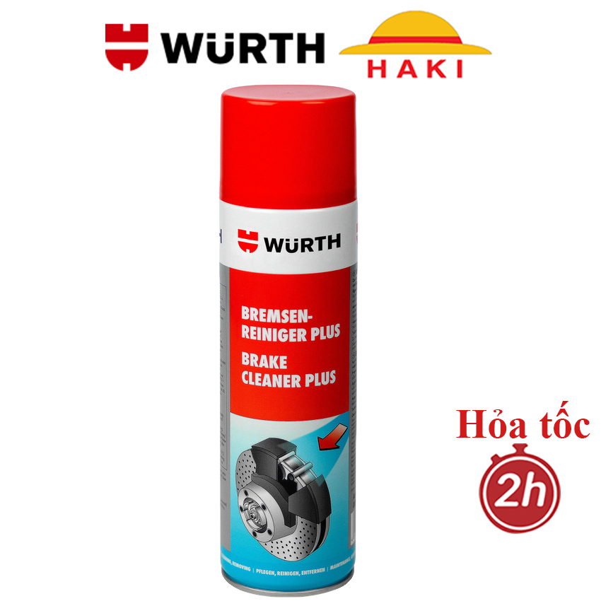 Chai xịt vệ sinh thắng, dung dịch tẩy rửa dầu mỡ nhớt, vệ sinh đĩa thắng, má phanh xe máy, ô tô Wurth 500ml nhập Đức
