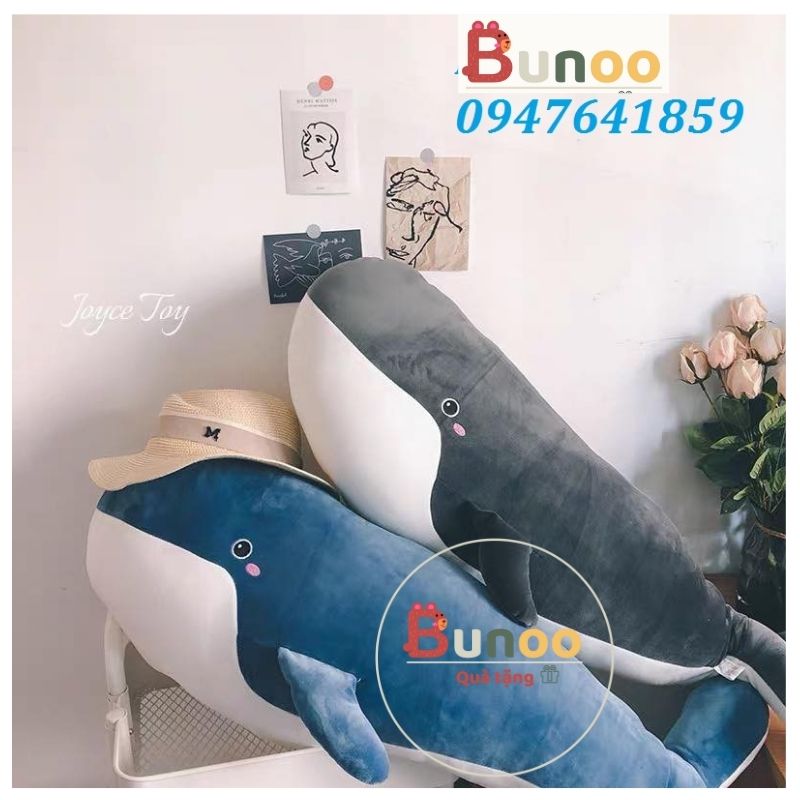 Gấu Bông Cá Voi Xanh Gối Ôm Hàng Cao Cấp Có Khóa Kéo 50-80-1m-1m2-1m5 Bunoo Shop