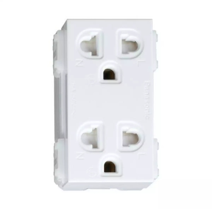 Hạt ổ cắm đôi 3 chấu Panasonic dòng Wide WEV1582-7SW