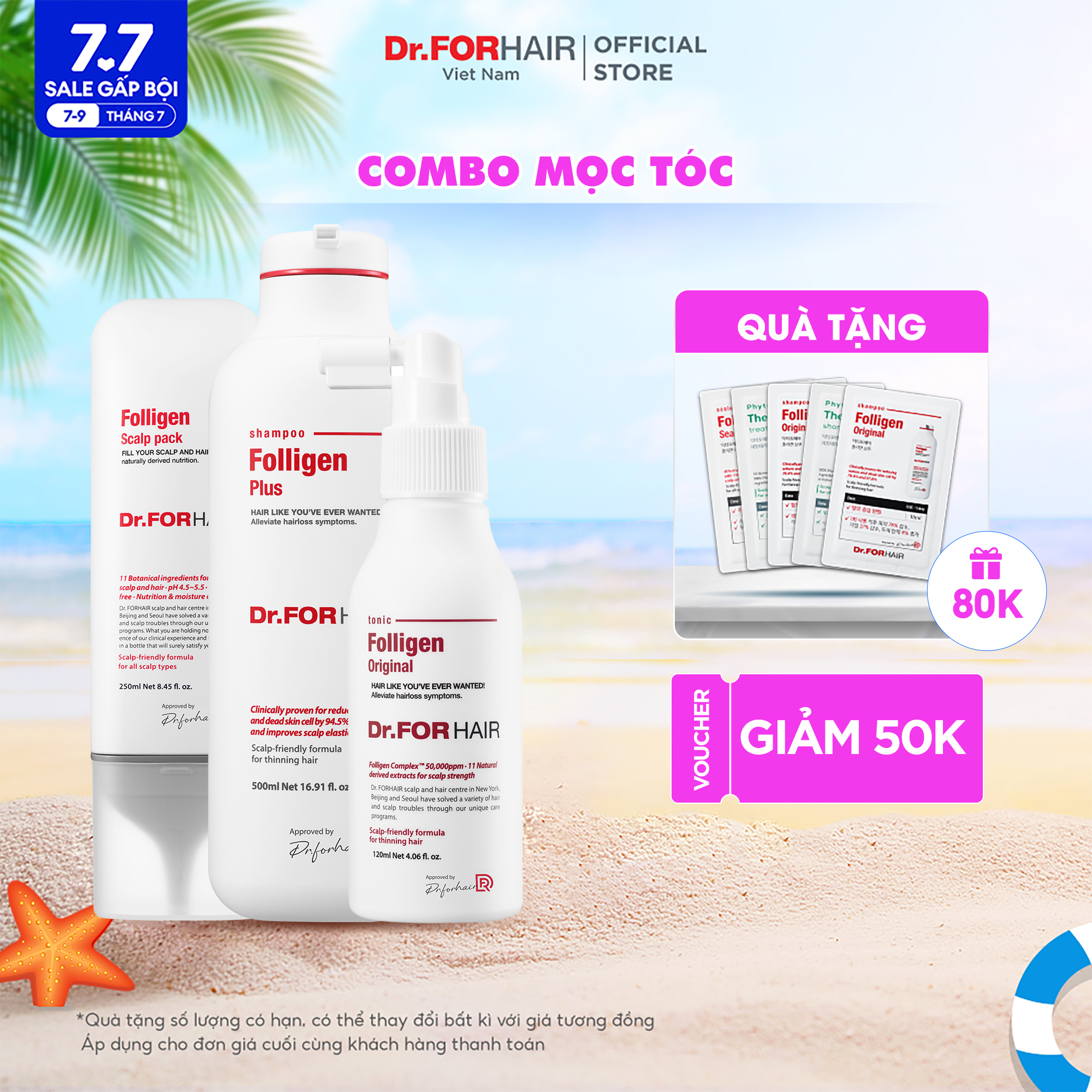 Combo dầu gội, dầu xả và xịt dưỡng tóc tại nhà của dr.forhair