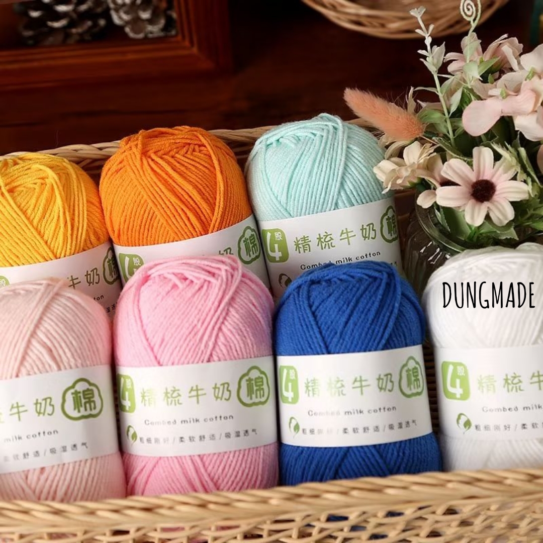 Len cotton milk baby combed chống xù vón cục cuộn len sợi đan móc