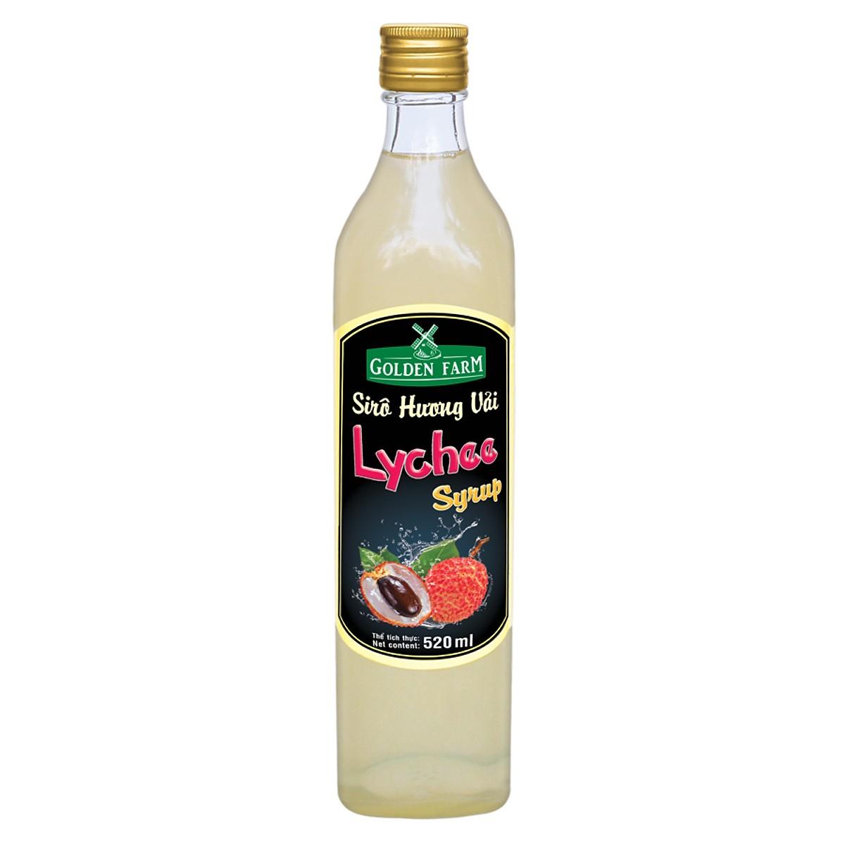 Siro Golden Farm hương vải (Lychee) Chai 520ml - Gia store