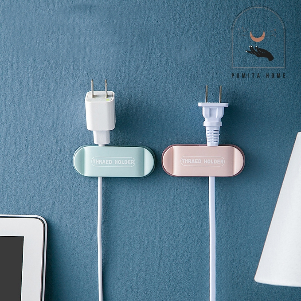 Dán Tường Kẹp Giữ Dây Điện Phích Cắm Điện Nút Cố Định Dây Điện Chống Rối Nhiều Màu PUMITA
