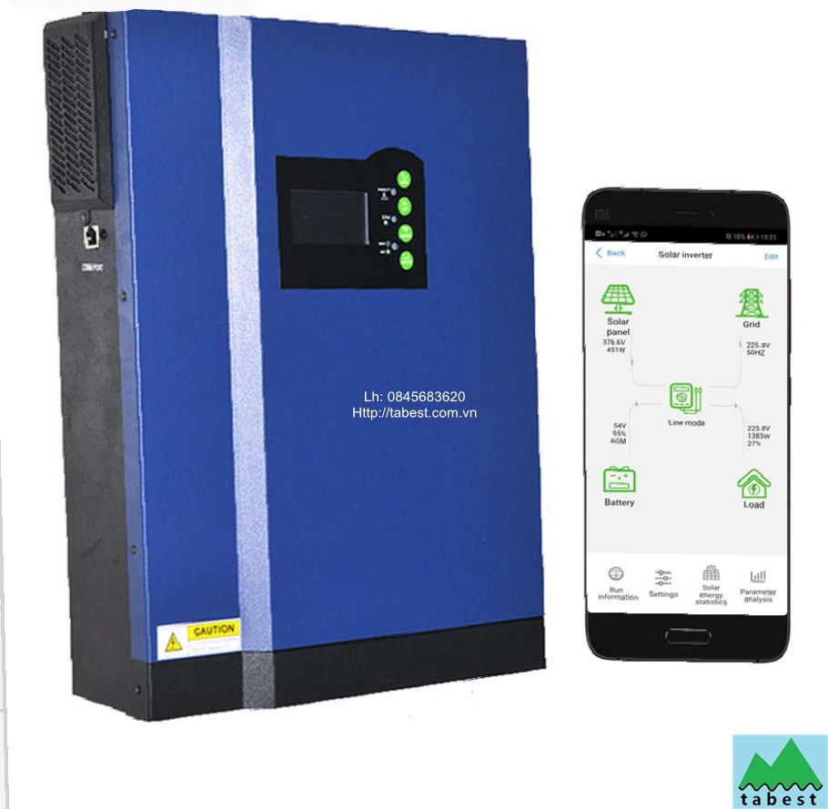 Biến tần Hybrid 24V 3KW WiFi, 495Voc
