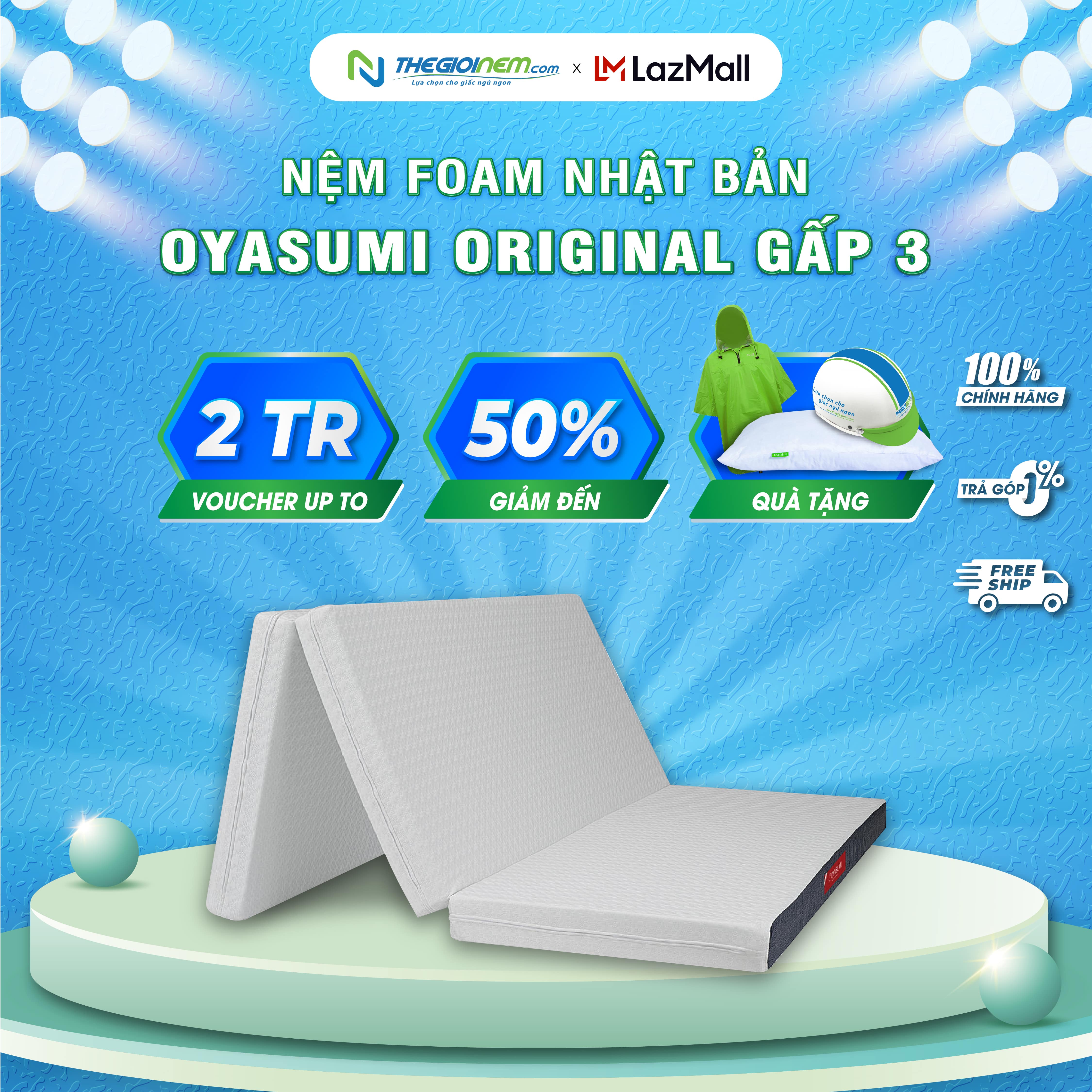 Nệm foam oyasumi original 3 mảnh- độ cao 9cm