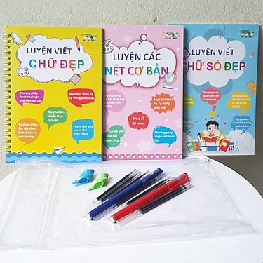 Bộ 3 Quyển Vở Tập Tô Chữ Và Số, Nét Cơ Bản Tự Bay Sau 10 Phút
