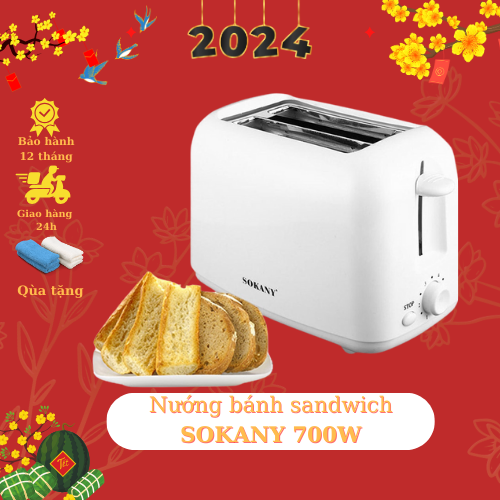 Máy nướng bánh mỳ sandwich SOKANY trắng 700W làm bánh nhanh gọn tiện lợi cho gia đình , nhanh chóng có bữa ăn sáng bổ dưỡng.Bảo hành 12 tháng