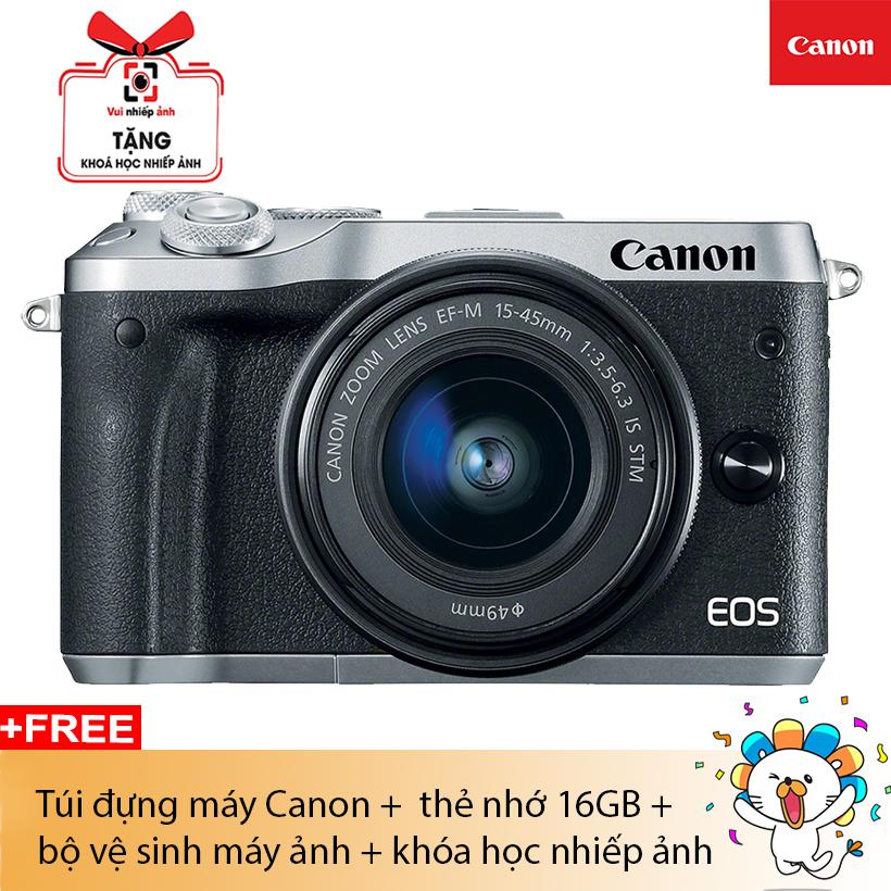 [Trả góp 0%]MÁY ẢNH CANON EOS M6 + LENS KIT 15-45MM - Bạc (Lê Bảo Minh)