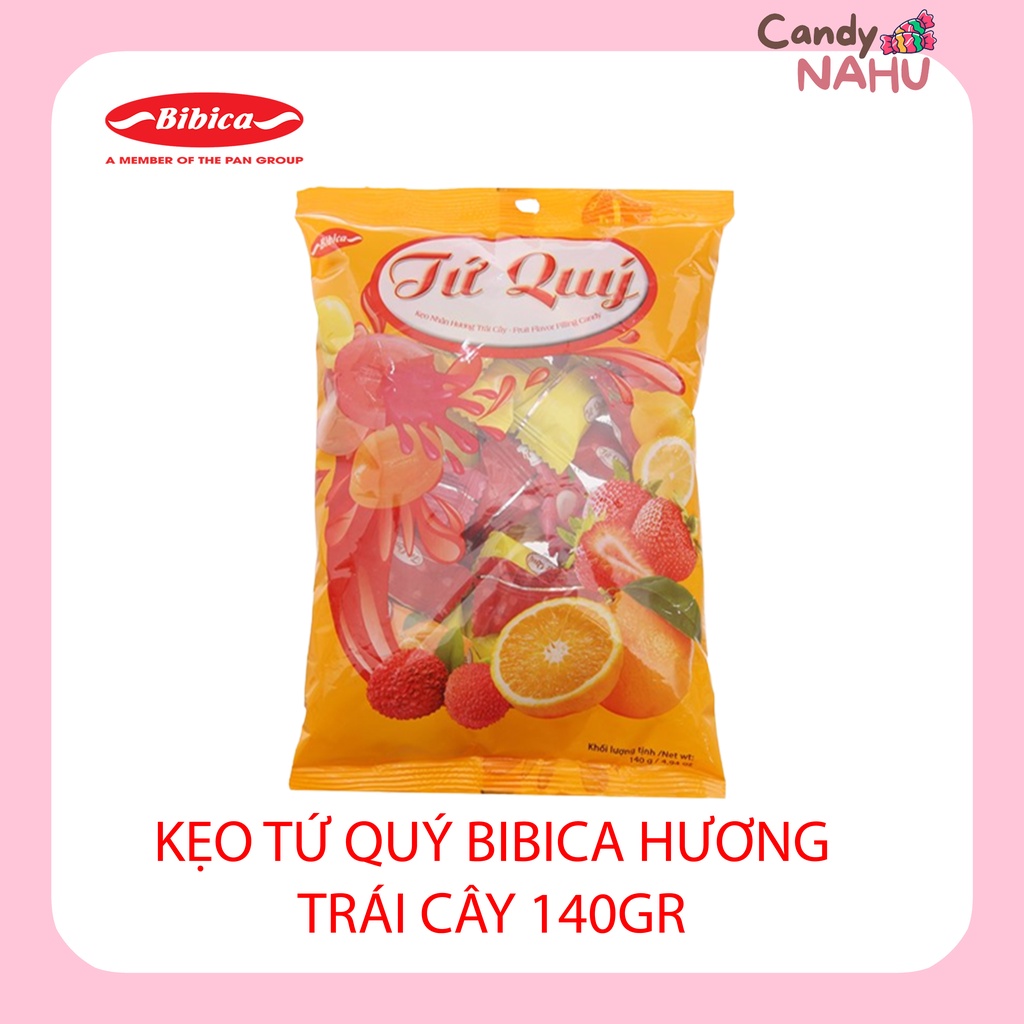 Kẹo Tứ Quý Bibica hương trái cây 140gr