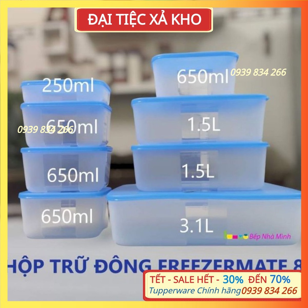 Tupperware ❤️Freeship❤️Bộ hộp bảo quản trữ đông Freezermate 8 hộp (1/2 bộ 16)