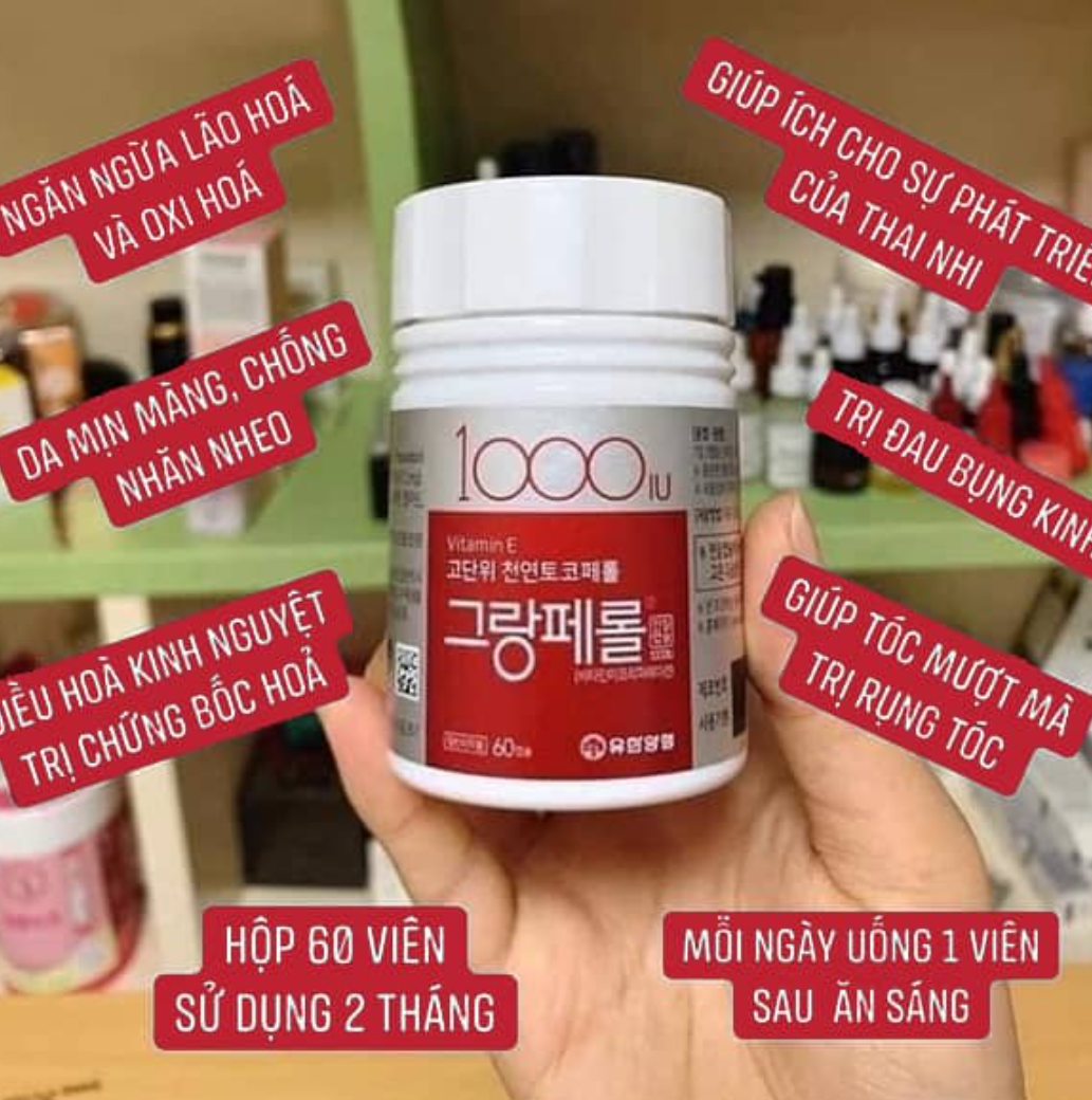 Viên uống vitamin e 1000iu hàn quốc hộp đỏ 60 viên, giá tốt