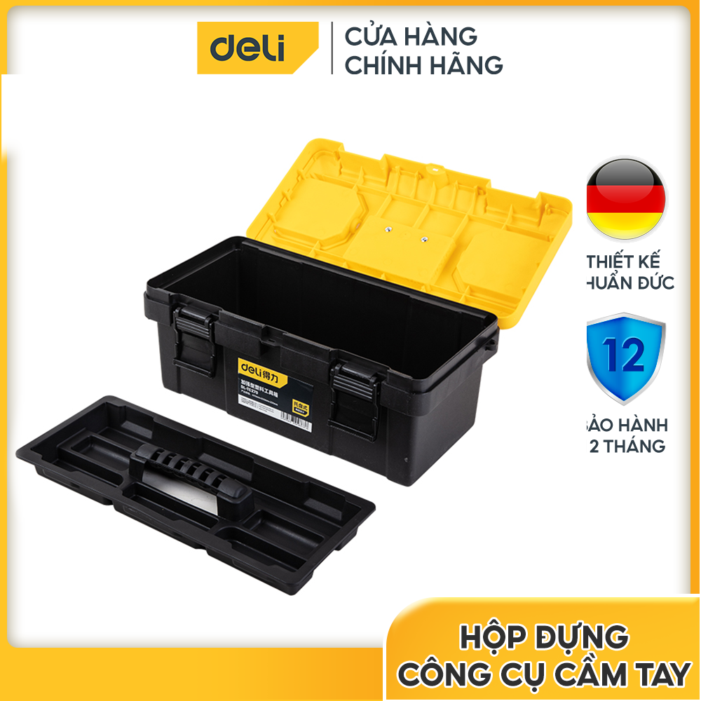 Hộp Đựng Đồ Nghề Cao Cấp 17 Inch 2 Ngăn Rộng Rãi Chất Liệu Nhựa Siêu Bền Chống Bể Chống Giòn Deli DL-TC270 [Bảo Hành 12 Tháng] - Đổi Trả 15 Ngày