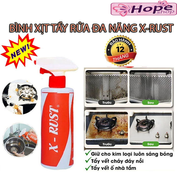 Chai Xịt Tẩy Rửa Bếp X - Rust Tẩy Sạch Các Vết Bẩn Vết Dơ Dầu Mỡ, đánh bay tất cả các vết bẩn cứng đầu, mùi thơm cực kỳ dễ chịu