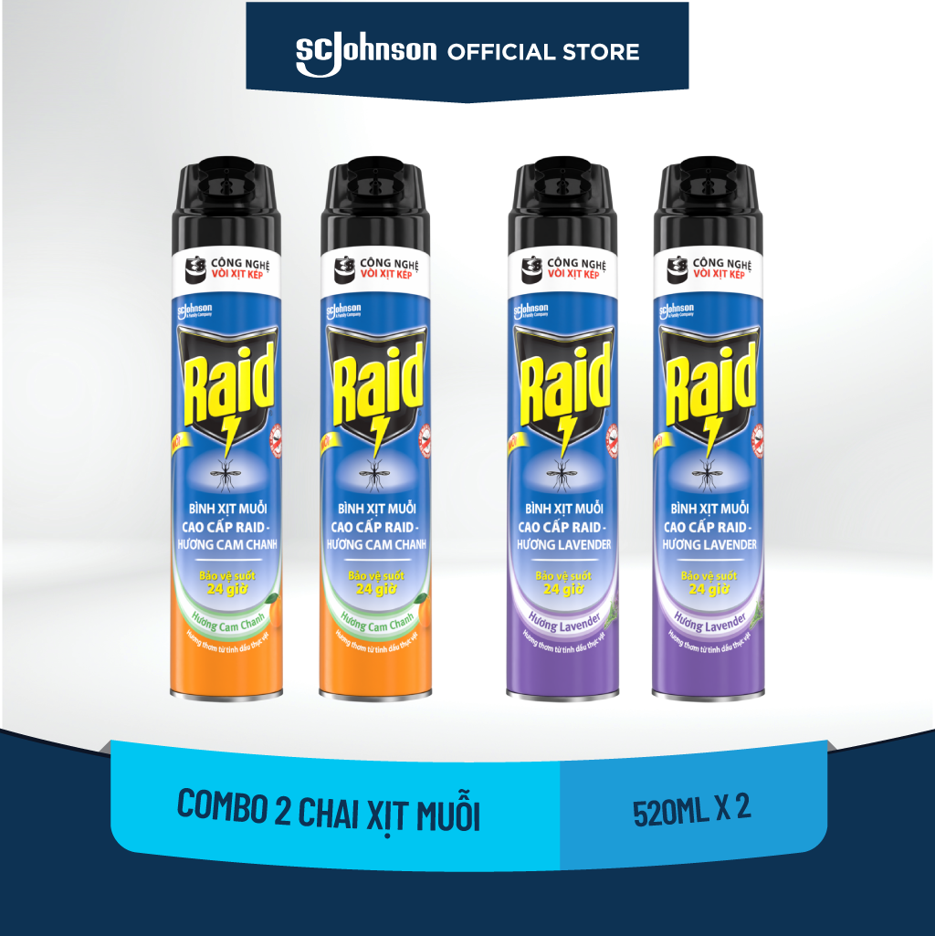 RAID - BỘ 2 CHAI XỊT MUỖI 520ML x 2