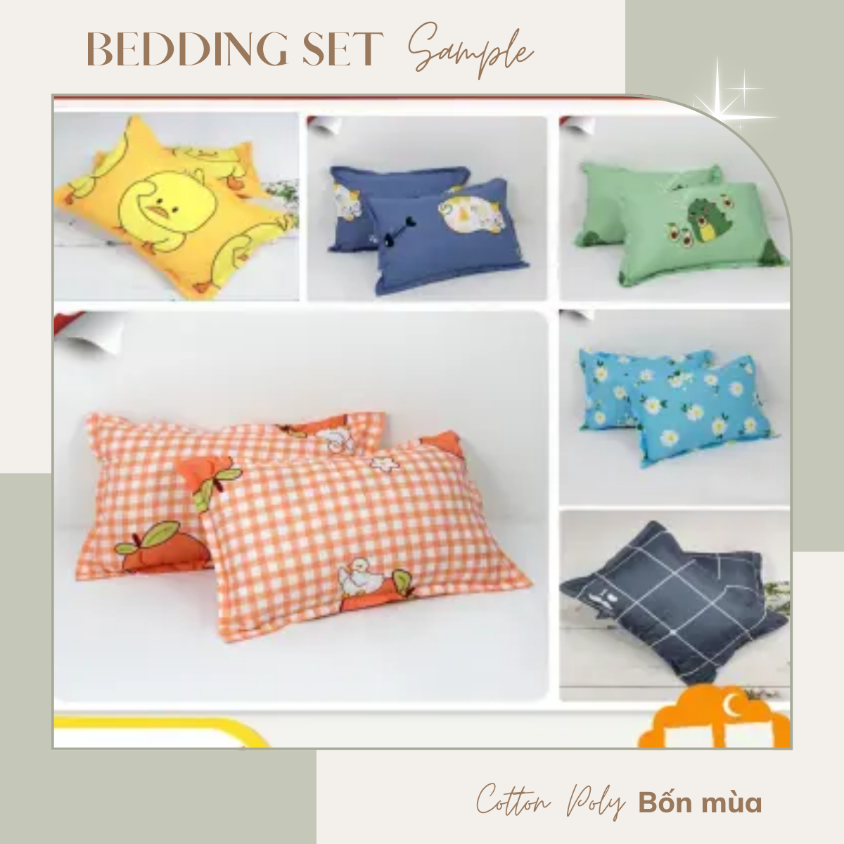 Gối đầu gồm Vỏ gối kèm ruột bông Gòn cao cấp