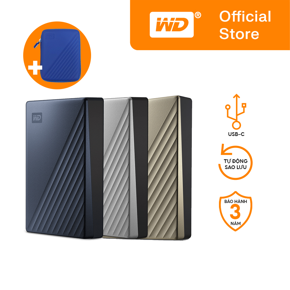 Ổ cứng di động HDD Western Digital WD My Passport Ultra Silver 2.5" USB Type C - 1TB/2TB/4TB - Bảo Hành 3 Năm - Chính Hãng - Tặng Hộp Đựng Chống Sốc