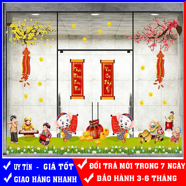 DECAL DÁN TƯỞNG KÍNH TẾT NHIỀU HÌNH ĐÓN TẾT 2021 SIÊU DỄ THƯƠNG