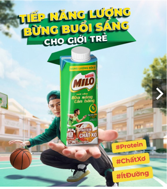 Sữa lúa mạch ngũ cốc Nestlé MILO teen bữa sáng ít đường 200 ml/hộp
