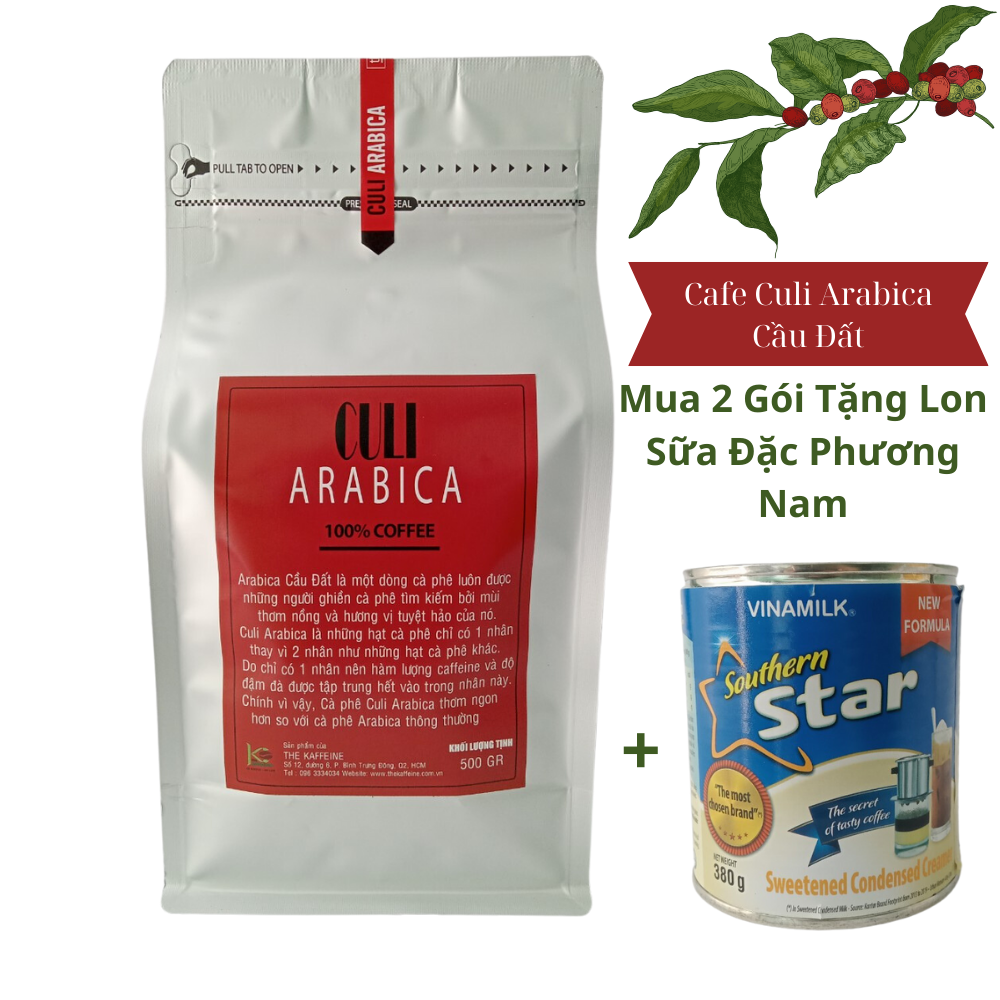 Cà phê culi arabica cầu đất 500gr mua 02 gói tặng lon sữa đặc pn - the kaffeine coffee