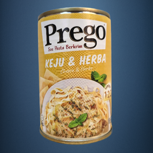 PREGO - Lon VÀNG 290g - SỐT MÌ Ý PHÔ MAI THẢO MỘC / MALAYSIA / Cheese Herbs Pasta Sauce (HALAL)
